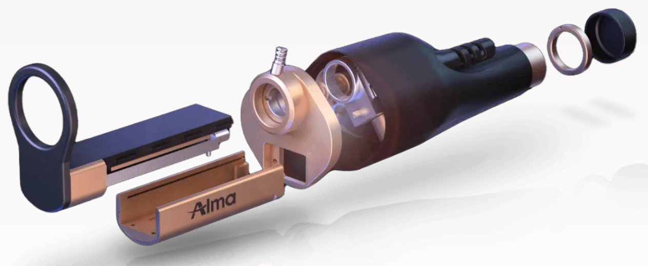 Exploded view of the Alma ProScan handpiece